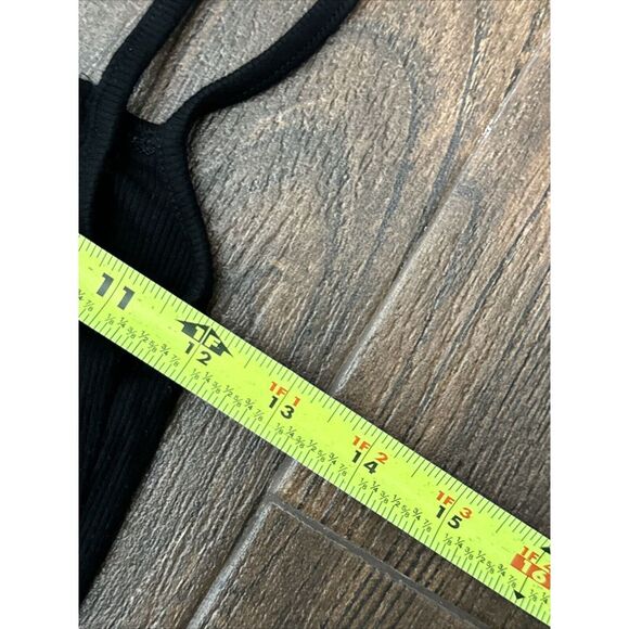 JOAH BROWN BLACK RIBBED KNIT ONE SHOULDER STRETCH MINI SIDE SLIT SLIP DRESS S/M - Picture 11 of 13